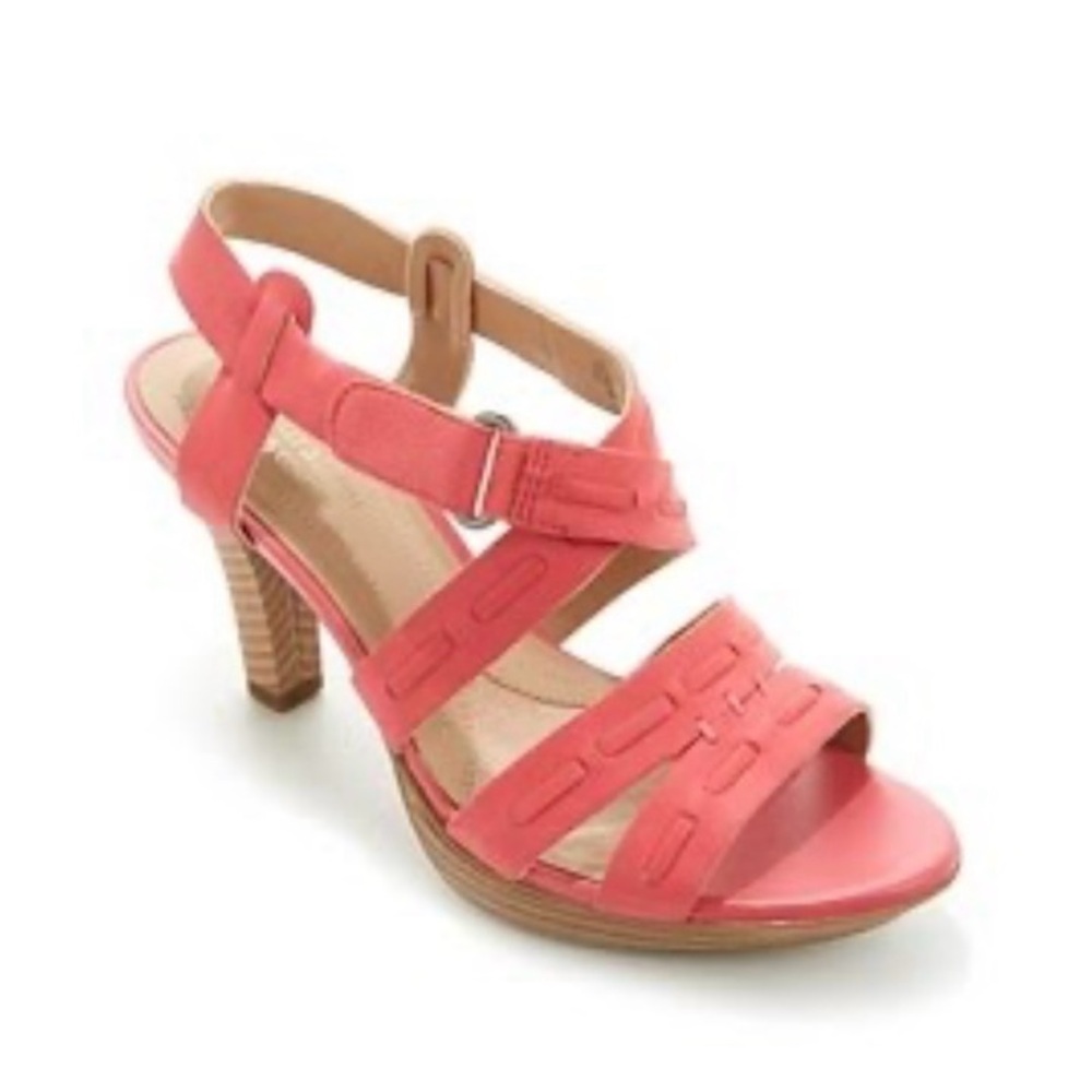 NATURALIZER Coral ‘Dade’ Whipstitch Platform Heels Sandals NWOT | Size 9W